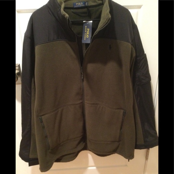 NWT Polo Ralph Lauren Olive Fleece Bomber Jacket - Picture 1 of 8
